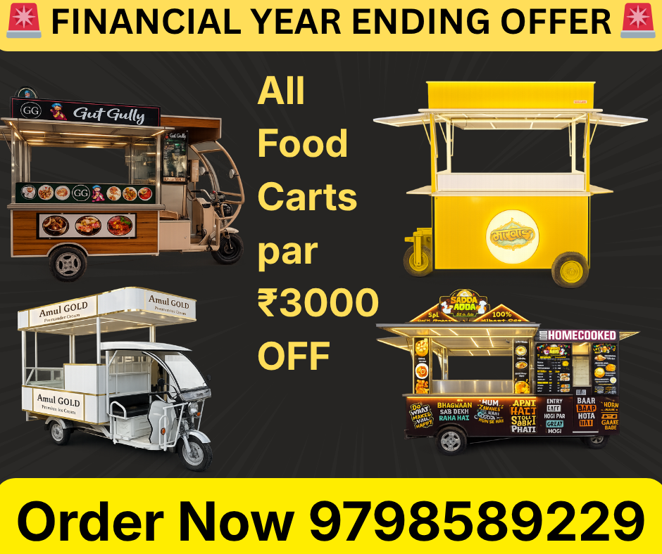 Start Your Food Cart Business with Aparna Carts King – Financial Year Ending Offer yellow and black dynamic end of year sale facebook post (4)